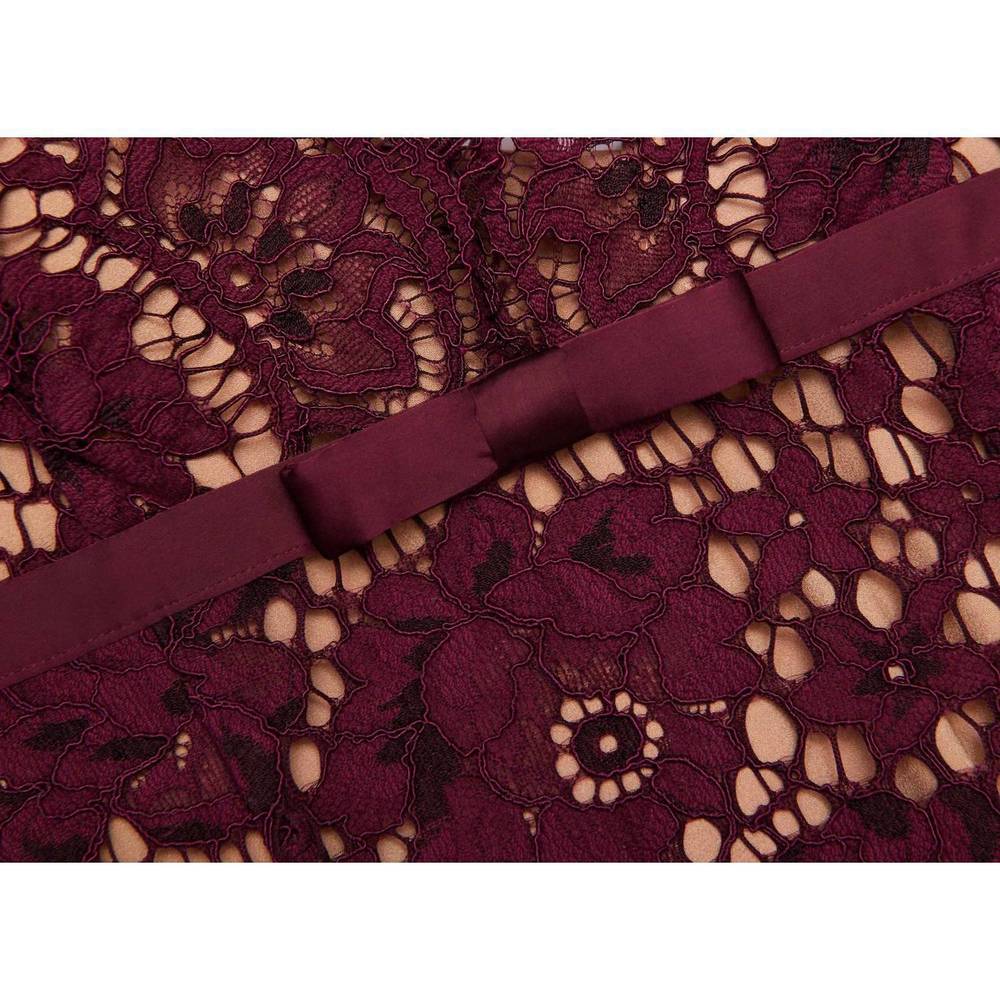 Self-Portrait Burgundy Lace Midi Dress - Picture 5 of 5